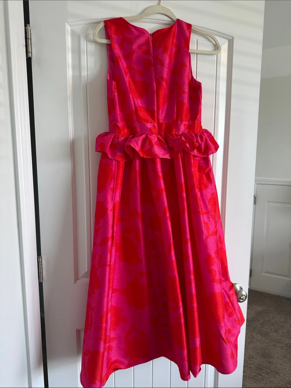 kate spade Hot Pink Red Floral Peplum Dress 6 • Summer Wedding Guest • Vacay